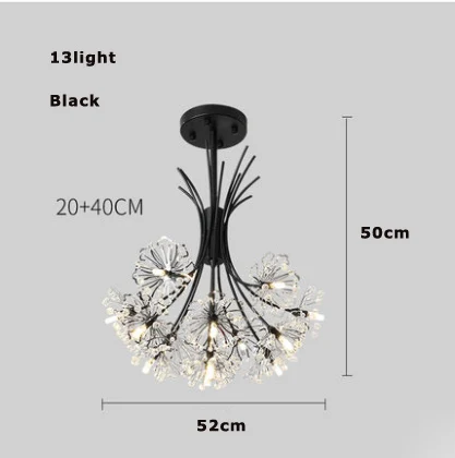13light black G4 led постмодерн нержавеющая сталь Кристалл Черное золото люстра освещение Lamparas де Techo подвесной светильник Lampen для фойе - Цвет абажура: 13light black
