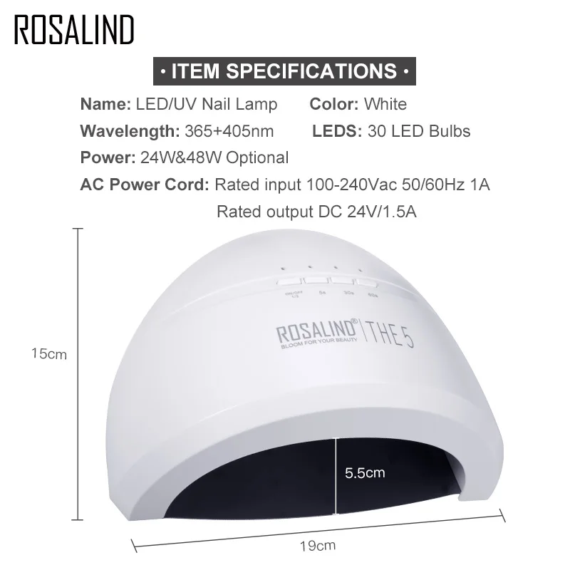 ROSALIND лампа для ногтей маникюра УФ отвержденная Светодиодная оборудование