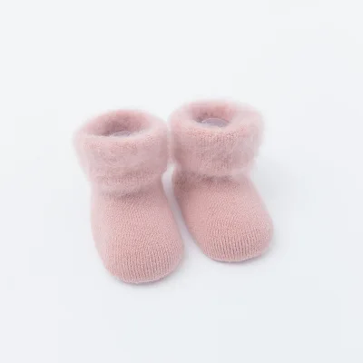 pink Новые зимние толстые носки для малышей теплые плюшевые хлопковые короткие носки для девочек и мальчиков Нескользящие теплые носки для малышей - Цвет: pink