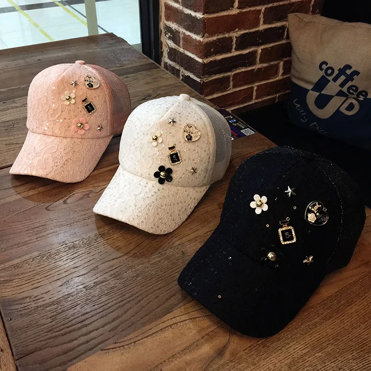 Новый для взрослых блеск Блёстки Кружево Snapback Бейсбол шляпа Для женщин летние