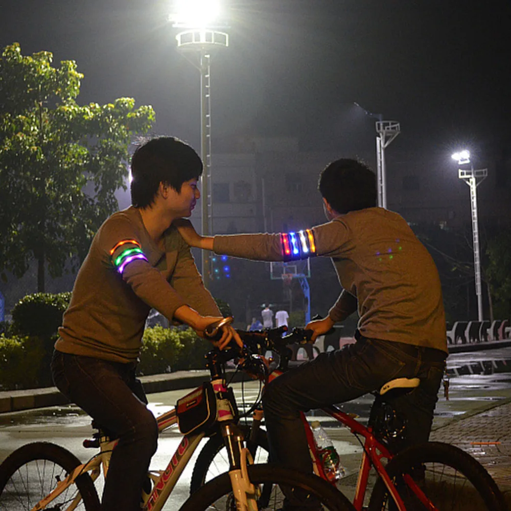 Portable Size Men Women Unisex LED Arm Belt light Bike Bicycle Outdoor Night Cycling Running Safety Warning Light | Спорт и