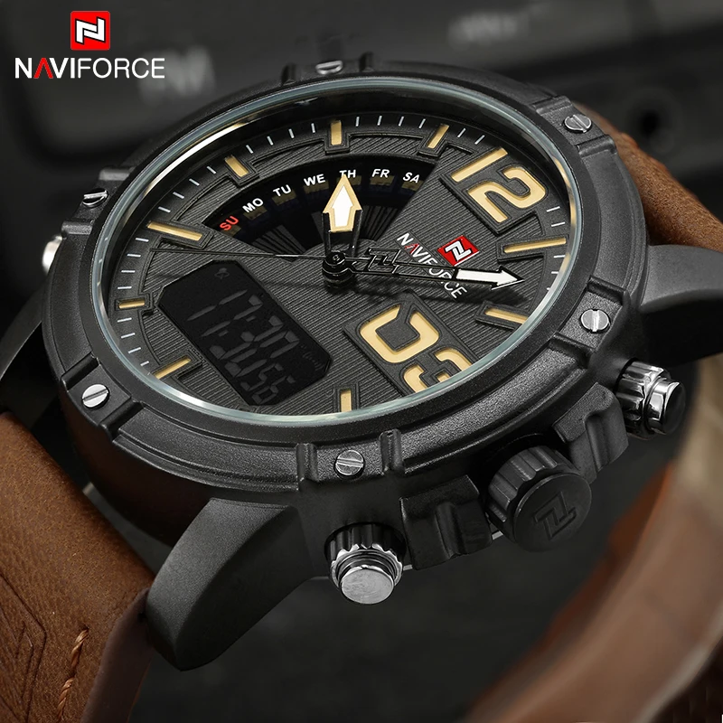 Naviforce оригинальный Элитный бренд кварцевые часы Для мужчин цифровой