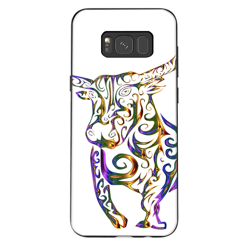 B12 Силиконовый для мобильных телефонов Чехол для Samsung Galaxy A3 A5 A6 A7 A8 A9 A10 A30 A40 A50 A70 J6 плюс Чехол классный цифровое искусство линии голова быка - Цвет: B12