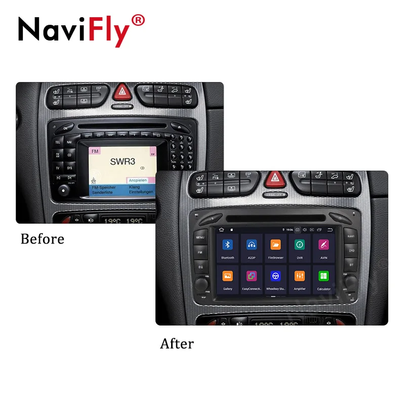 Navifly 7 ''сенсорный экран ips/DSP Android9.0 Автомобильный DVD плеер для Mercedes benz W209 W203 W168 W463