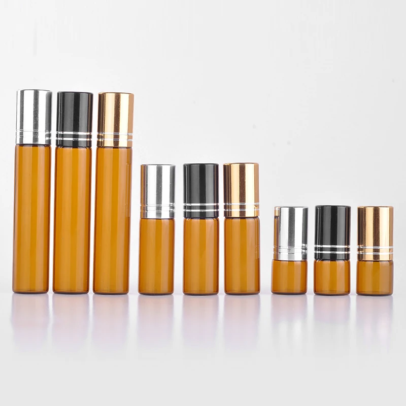 Wholesale 100 Pieces 5ML Mini Brown Glass Refillable Perfume Bottle With Aluminum Cap Empty Portable Essential Oils Case |