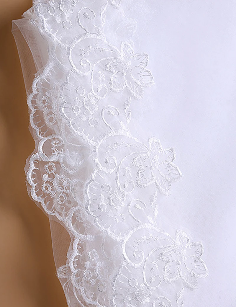 Фата Ivory White 1 Слои 2.6 м Кружево com Renda вуаль Mariage невесты фаты Аксессуары въелось de