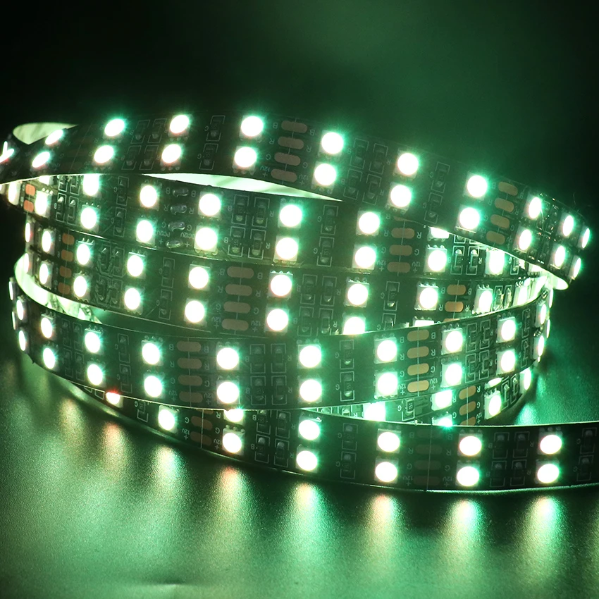 Двухрядная RGB СВЕТОДИОДНАЯ лента SMD 5050 120 светодиодов/м черная PCB IP67 силиконовая