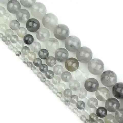Natural quartz beads, round, gray, cloud, 4, 6, 8, 10, 12 mm