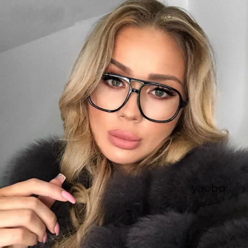 Очки с двойной перемычкой и прозрачными линзами для женщин мужчин винтажные