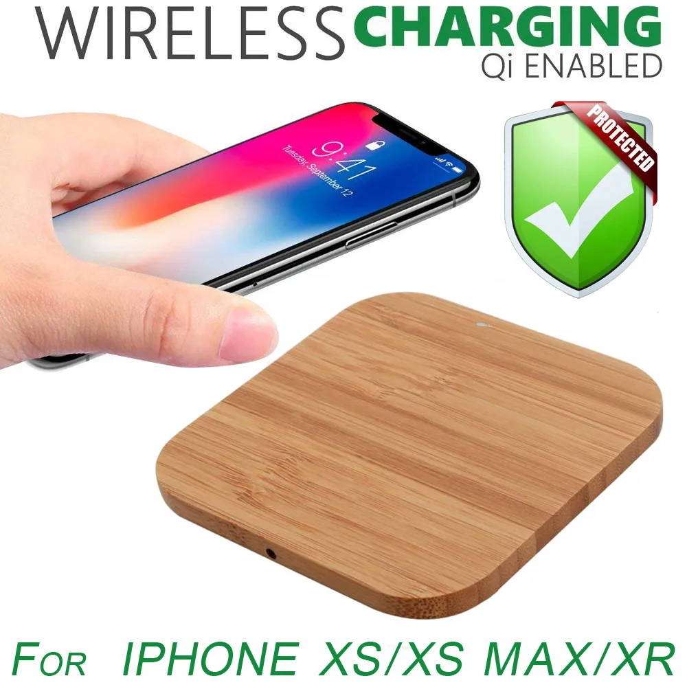 Ультра тонкое Беспроводное зарядное устройство Qi для Iphone XS Max XR мобильный телефон