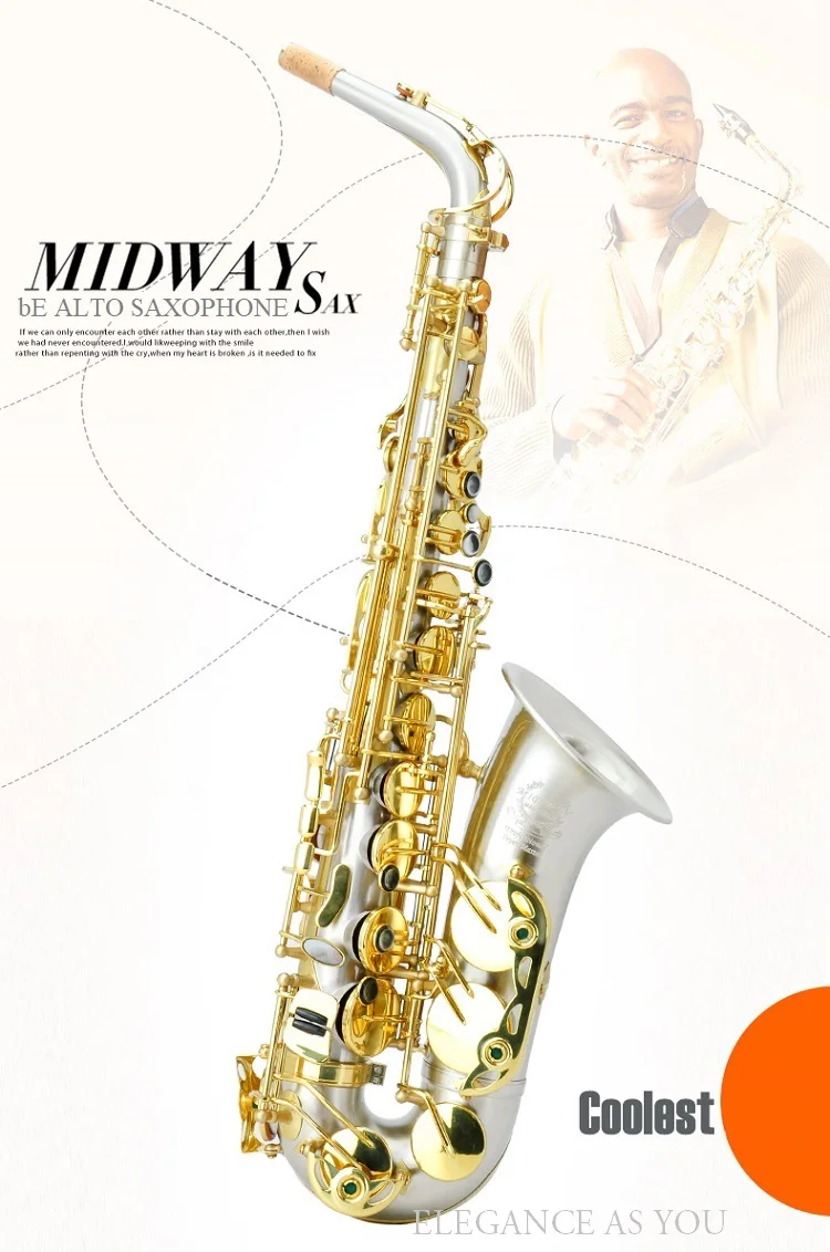 Белый латунный саксофон, играющий падающую мелодию E/F SAX alto Eb Sax, Профессиональный альт саксофон, Бесплатный саксофон чехол