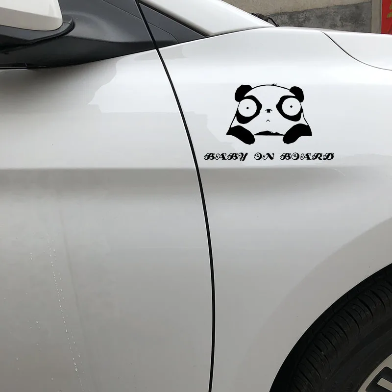 YJZT 16.9X10CM Panda Bear Funny Cartoon Decal BABY ON BOARD Safety Sign Whole Body Car Sticker C25-0317 | Автомобили и мотоциклы