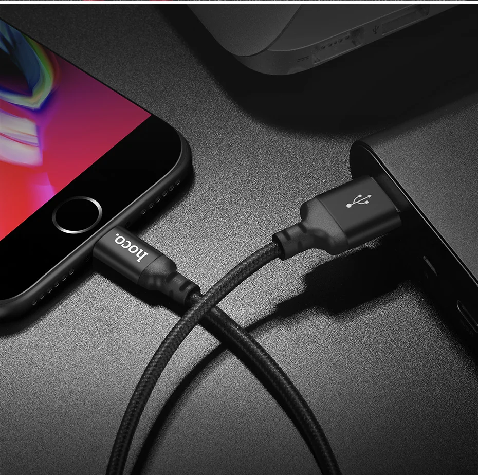 HOCO для нейлона 2A Быстрый кабель USB зарядное устройство Шнур USB кабель для зарядки для Apple iPhone Xs Max XR X 7 6 s 6s Plus 1 м/2 м