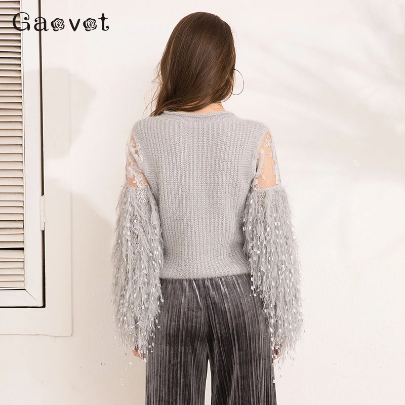 Фото Gracegirl 2017 Autumn Women Sweaters Series Winter Lace Patchwork Fashion Jumper For Woman Lantern Full Sleeve Sweater SA171008 Женская Gracegirl 2017 Autumn Women Sweaters Series Winter Lace Patchwork Fashion Jumper For Woman Lantern Full Sleeve Sweater SA171008 Женская