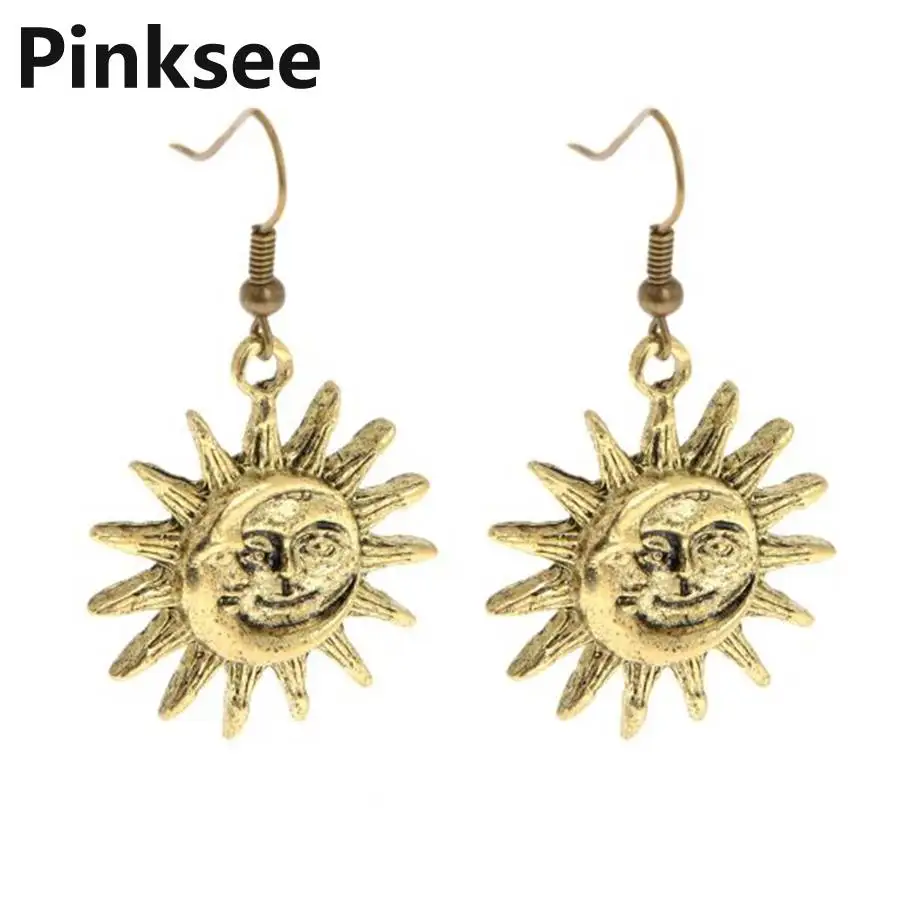 Fashion Dangle Drop Earrings Retro Vintage Sun Moon Pendant for Women Brincos Jewelry Accessories | Украшения и аксессуары