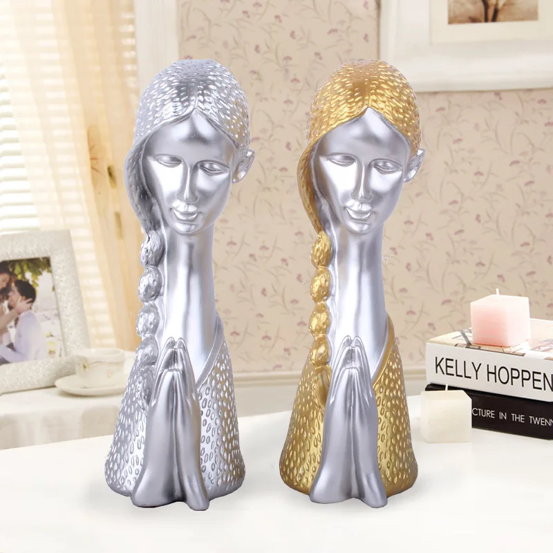 

European Style Golden Blessing Girl Home Decoration Handicrafts Home Decoration Accessories Vintage Home Decor Gift