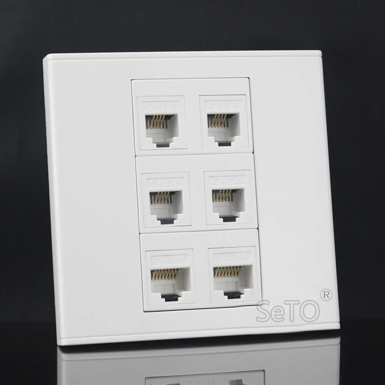 SeTo 86 Тип Двойной RJ45 Cat5e сеть и четыре RJ11 Cat3 телефонная панель настенная пластина