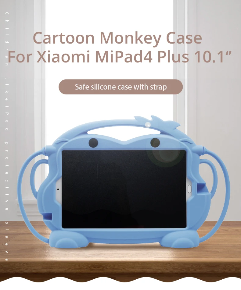 Чехол CHINFAI для Xiao mi Pad 4 Plus 10,1, детский Силиконовый противоударный моющийся чехол-подставка для планшета mi Pad4 Plus 10," с ремешком