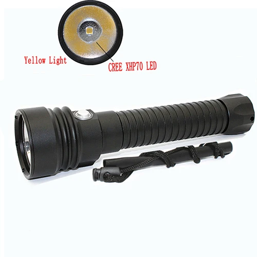 Yellow flashlight XHP70 светодиодный фонарик для дайвинга водонепроницаемый фонарик Белый Желтый светильник охотничий фонарь+ аккумулятор 26650+ зарядное устройство - Испускаемый цвет: Yellow flashlight