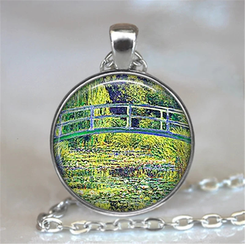 Monet's Water Lily Pond Art кулон с кабошонами из стекла женское ожерелье модные ювелирные