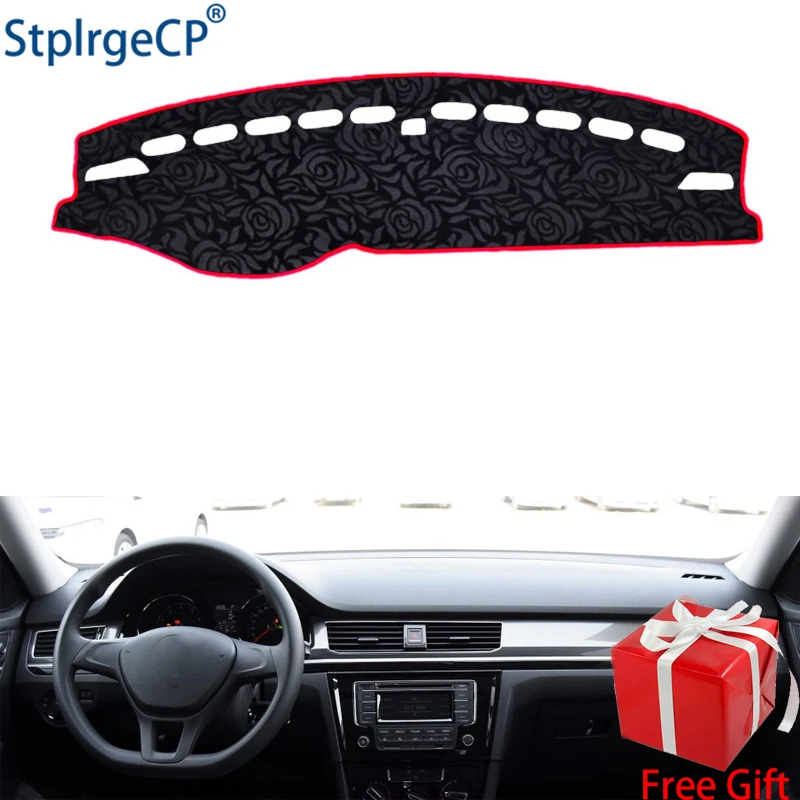 

Rose Pattern Non-slip Car Dashboard Cover Dash Mat Pad DashMat ANti-UV Car Sticker for Volkswagen C-TREK 2017 2018 Car Styling
