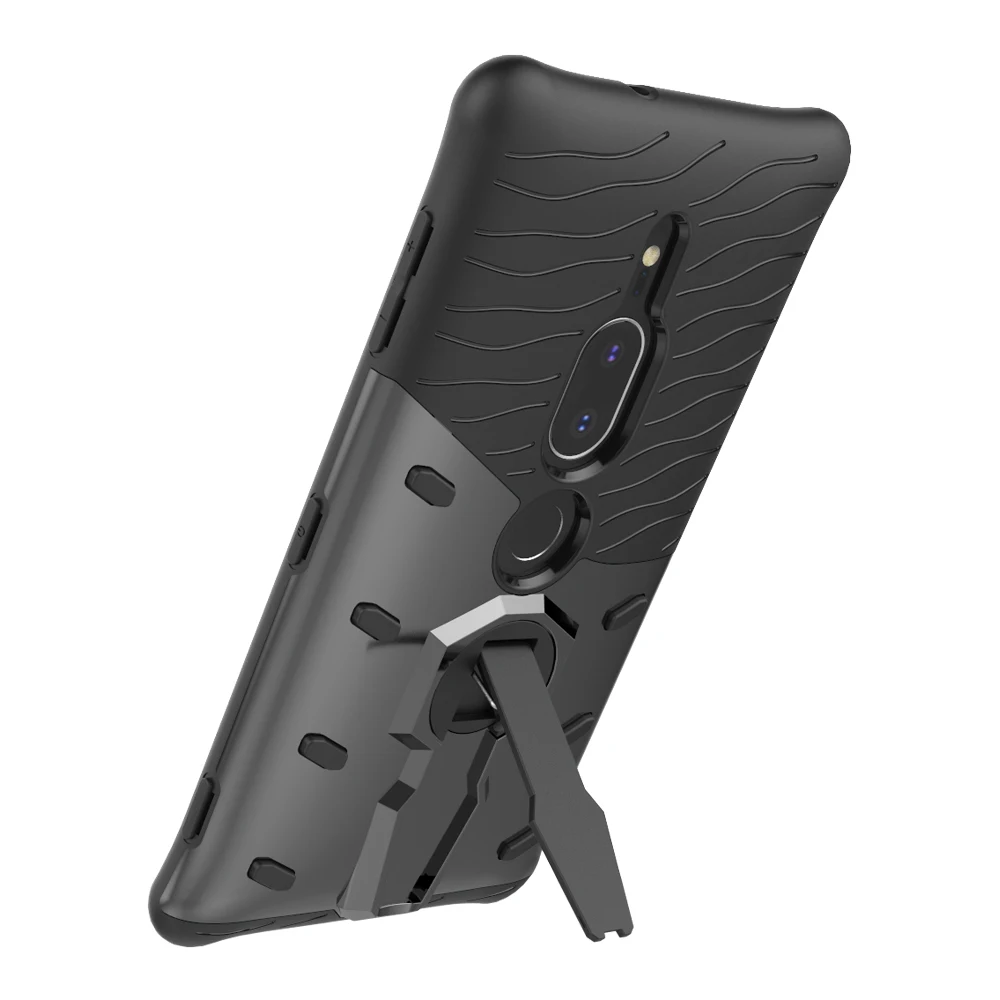 Чехол для sony Xperia XZ2 Премиум Жесткий PC + TPU 360 градусов вращающийся кронштейн случае