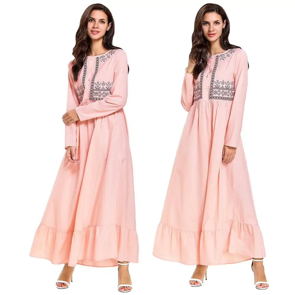 Женское платье с вышивкой и длинными рукавами мусульманский кафтан абайя