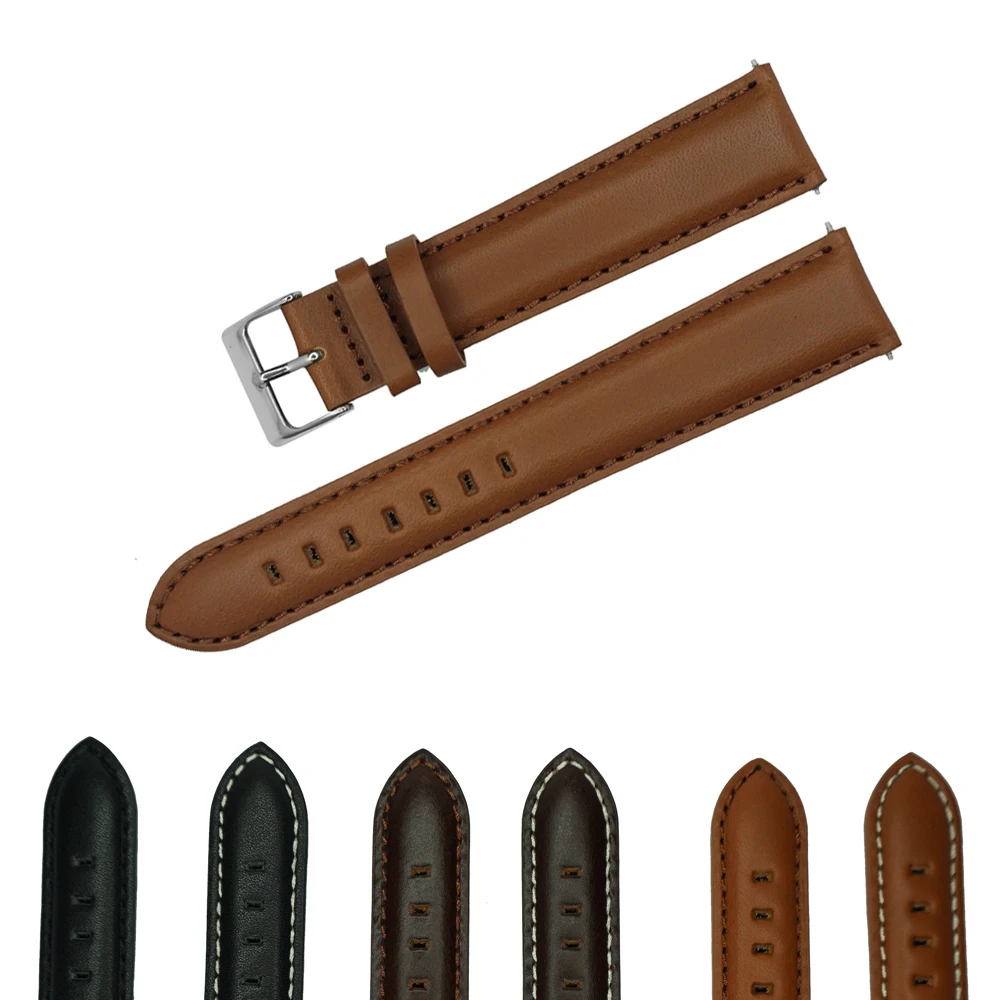 

YQI 16mm 18mm 20mm 22mm 24mm Watch Band Long Black Brown Camel Replacing Watchband Italy Real Leather Watch Strap Steel Buckle