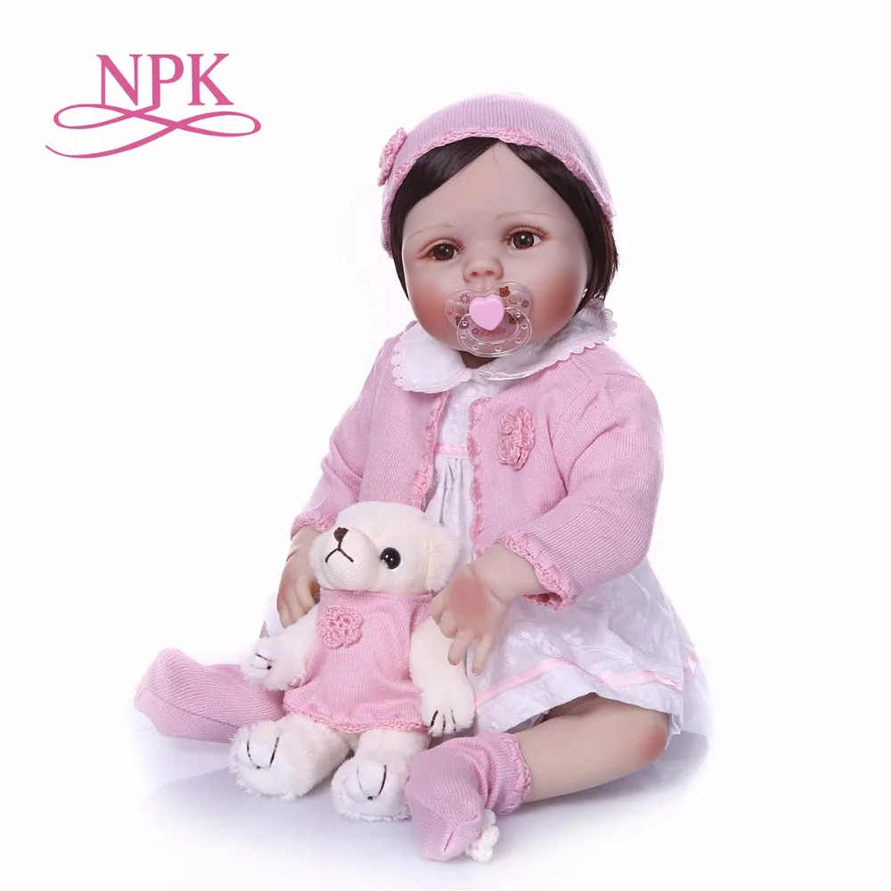 

23inch full Silicone Reborn Baby Doll Kids Playmate Christmas lifelike realistic white skin vivid Doll bebe infant Toys doll