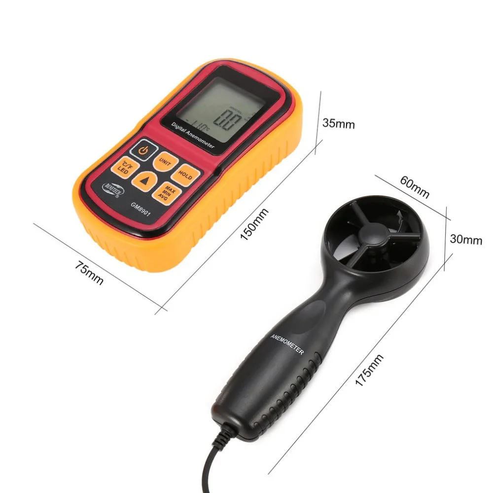 BENETECH GM8901 Беспроводной цифровой анемометр ветер Скорость метр для промышленного