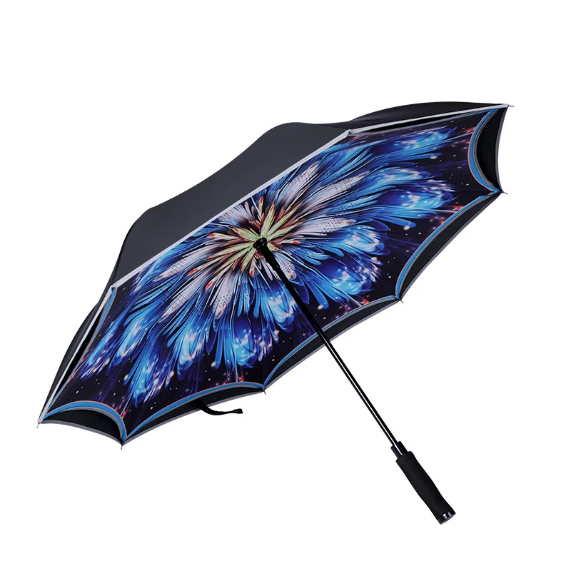 Ветрозащитный Полуавтоматический зонт с прямой ручкой Двойной стоячий ремень