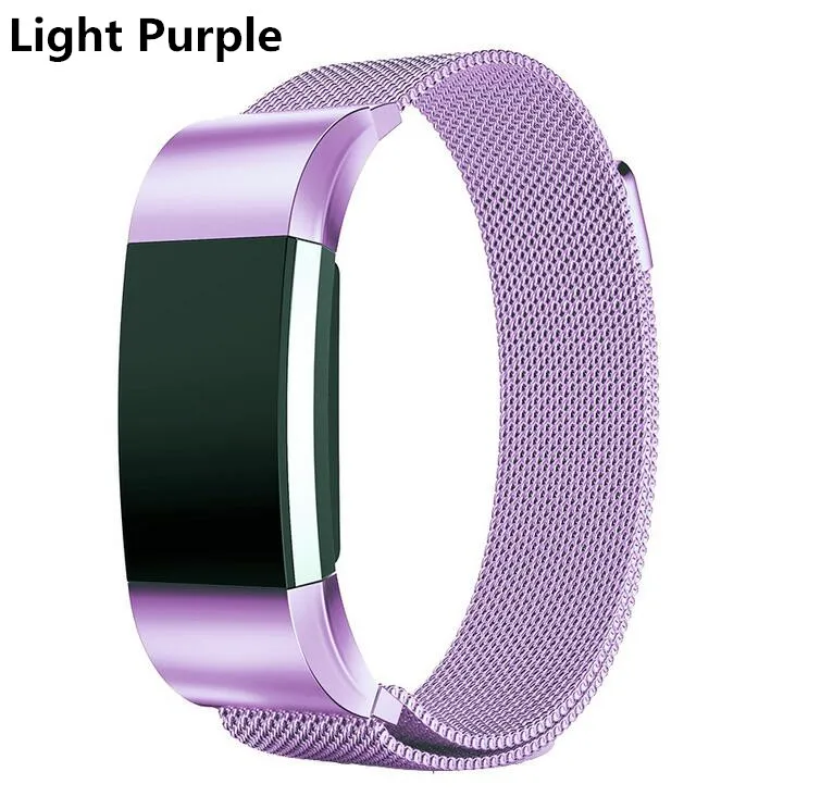 light purple 10 цветов для браслета Fitbit Charge 2 магнитный с миланским плетением браслет из нержавеющей стали сменные полосы для Fitbit charge2 ремешок - Цвет: light purple