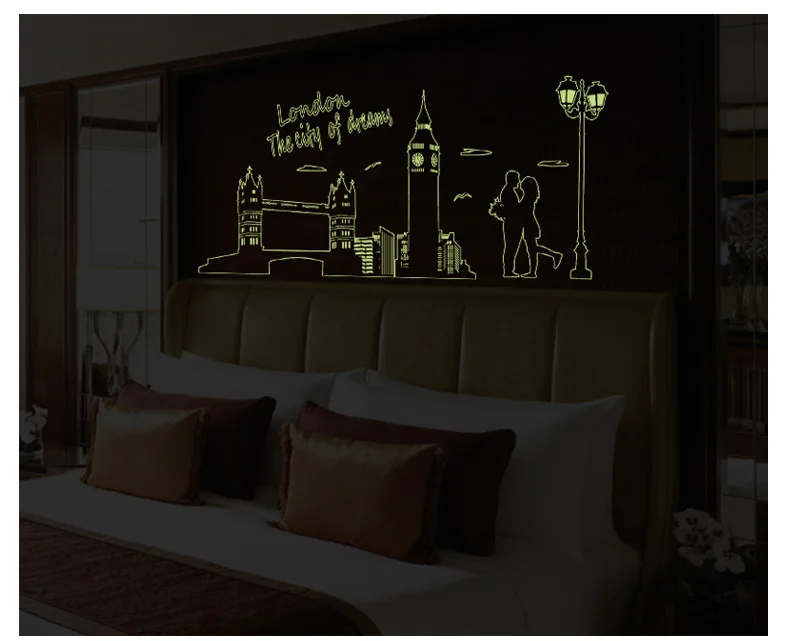 Съемный светящийся креативный современный Лондонский город наклейки на стену
