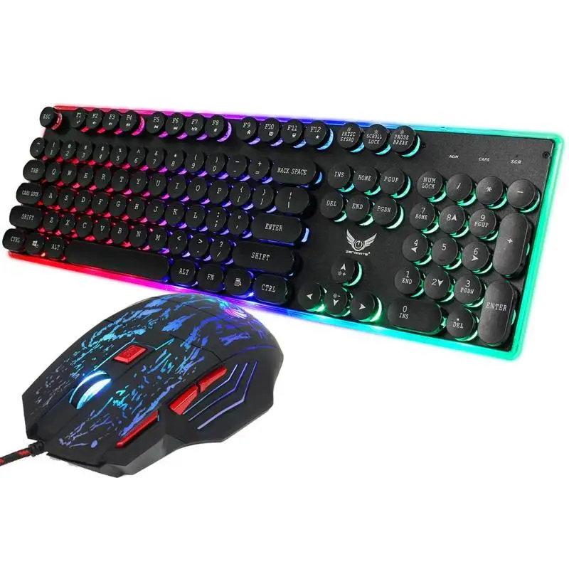 HXSJ J40 USB Проводная цветная клавиатура с подсветкой 5500 dpi Регулируемая мышь для Windows 98/Me/2000/XP/Vista/Win7/8/10/Vista/Mac OS