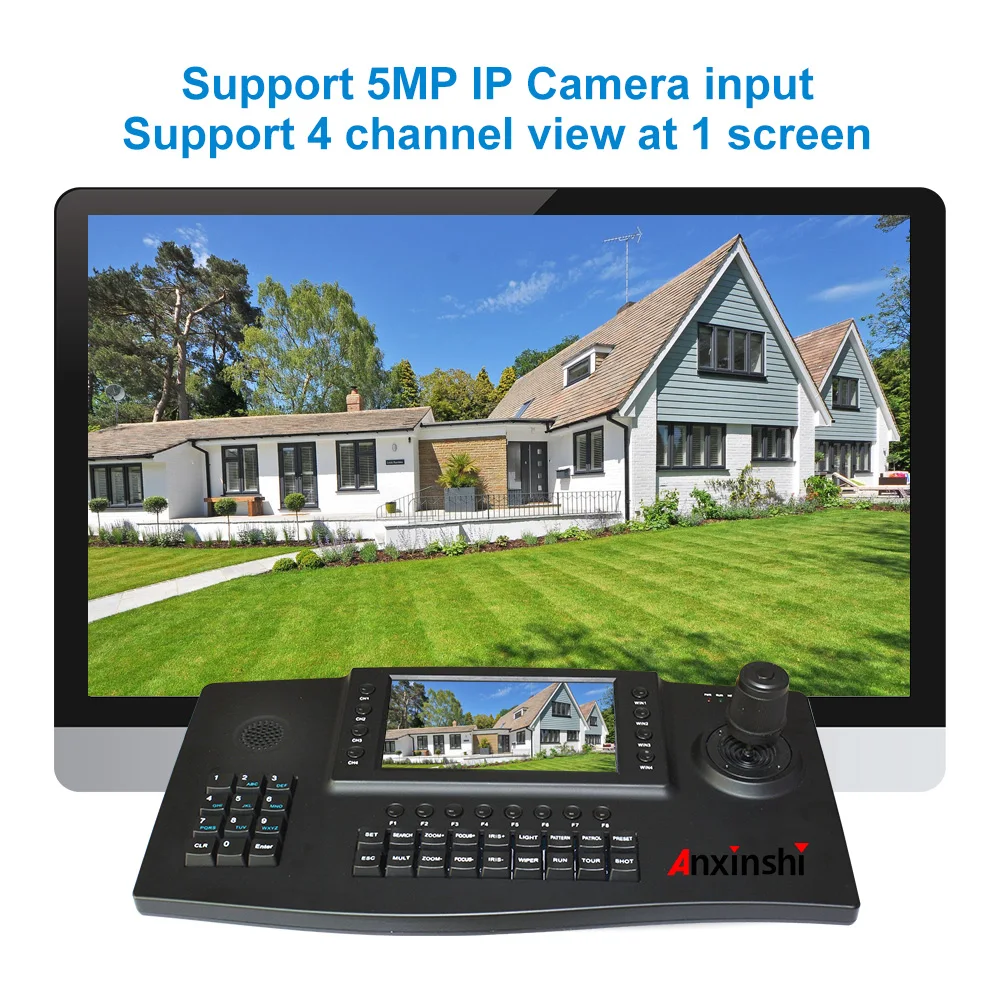 4D Joysticker PTZ сетевая клавиатура контроллер 4 CH видео экран HDMI " TFT lcd 1024*600 монитор для ONVIF PTZ IP камера