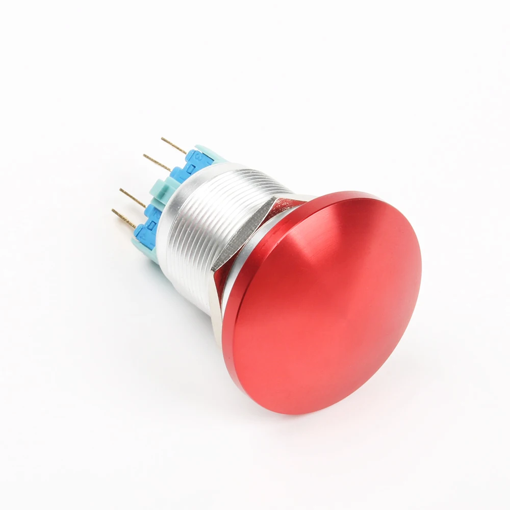 22mm Metal Aluminum Switch Mushroom Emergency Stop Push Button IP67 Waterproof Switch 1NO 1NC 22MG/L Momentary/Latching