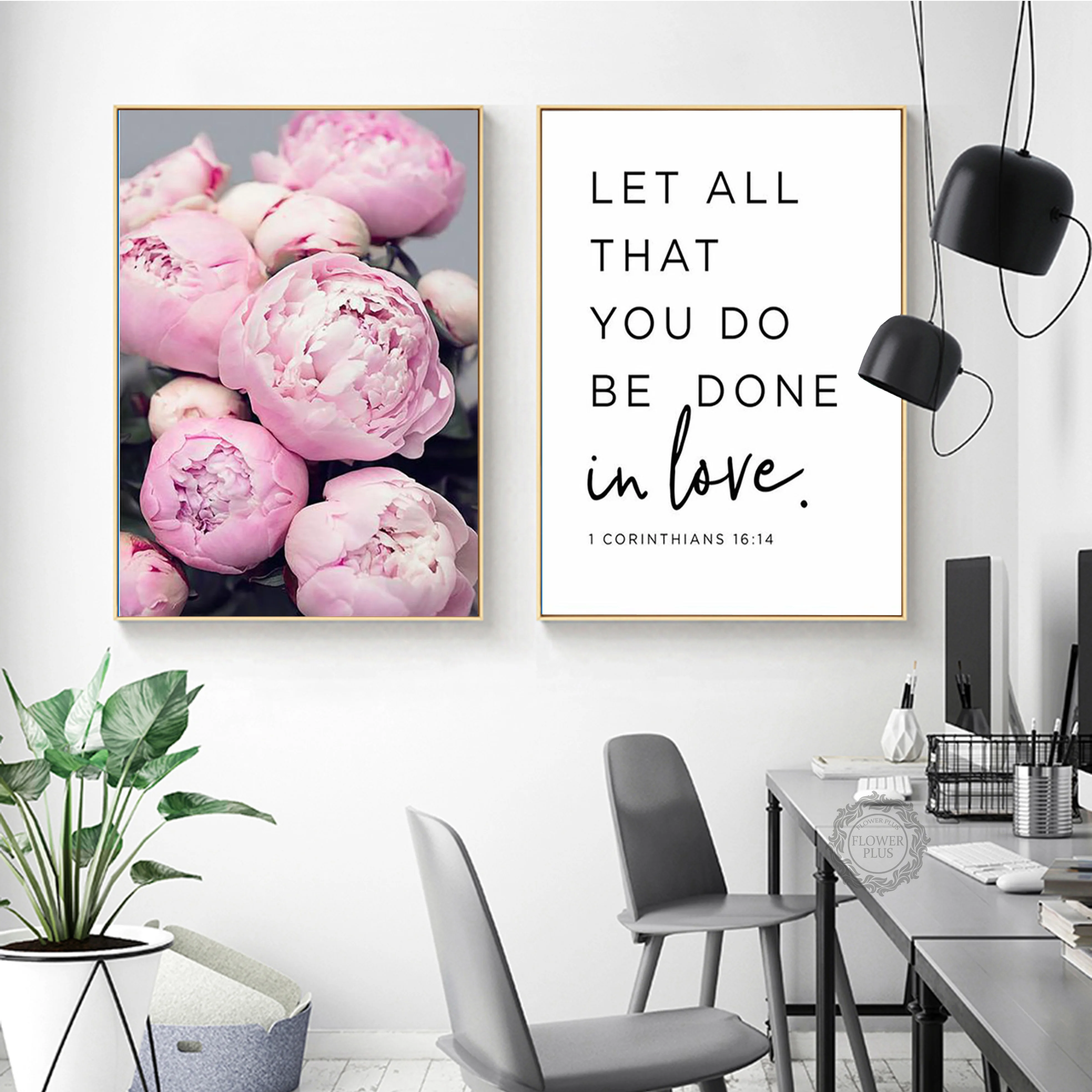 

Scandinavian Poster Peonies Print Pink Flower Wall Art Bible Verse Canvas Painting Scripture Decoration Painting On The Wall