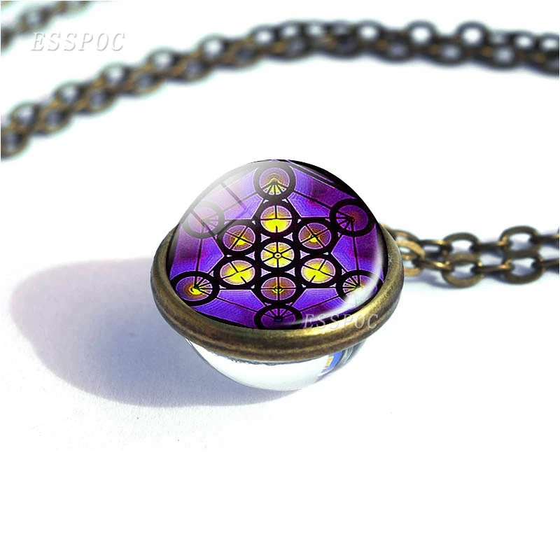 Стиль Для женщин модные Цепочки и ожерелья Шри украшения yantra цветок жизни Мандала фото двухсторонняя Цепочки и ожерелья буддийские аксессуары