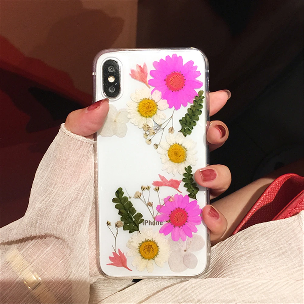 qianliyao real dry flower phone case for iphone 12 soft case for iphone x xs xr xs max 6s 7 8 plus 11 pro max se handmade cover free global shipping