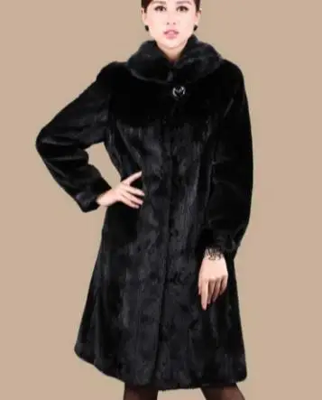 Шуба из искусственного меха норки женская зимняя шуба большого размера