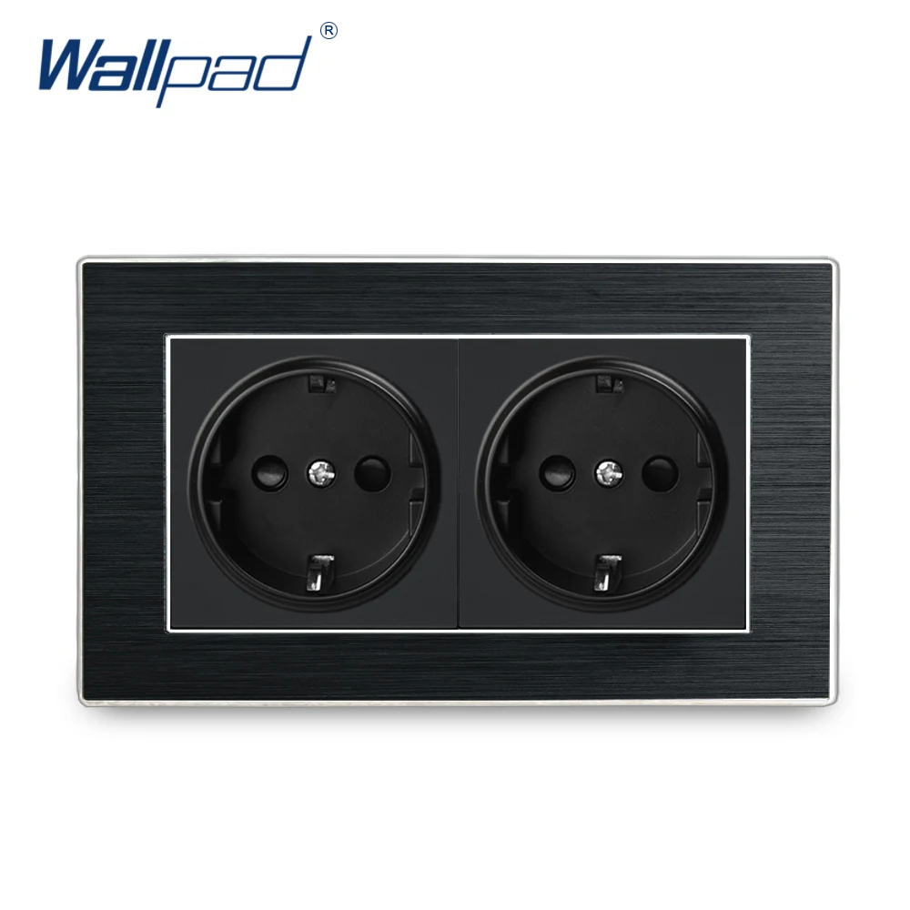 Европейская 2 контактная немецкая розетка Wallpad Роскошная сатиновая