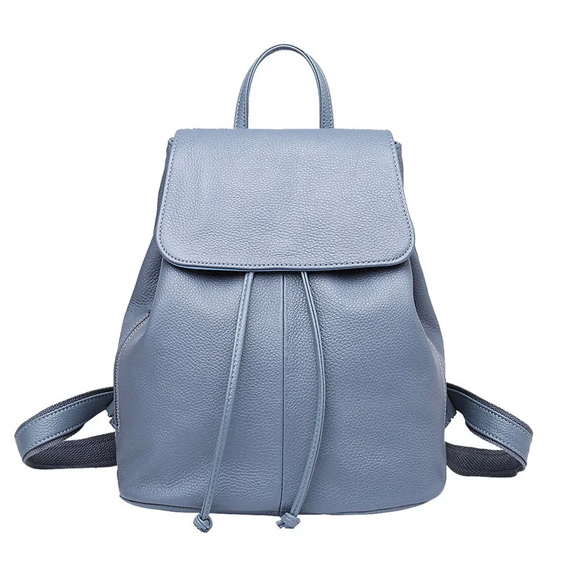 Light blue-Big Рюкзак из натуральной кожи женский модный школьный рюкзак для девочек дорожная плечевая сумка школьный портфель кошелек рюкзак Sac a dos - Цвет: Light blue-Big