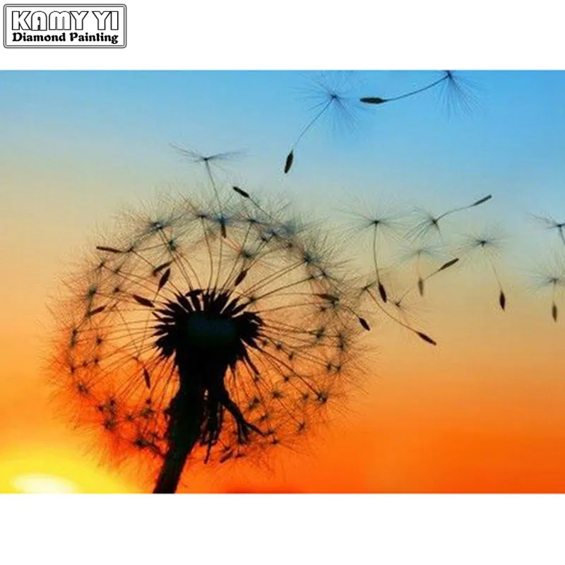 Камни в форме ромба дрель 5D DIY Алмазная картина цветок одуванчика мозаичная