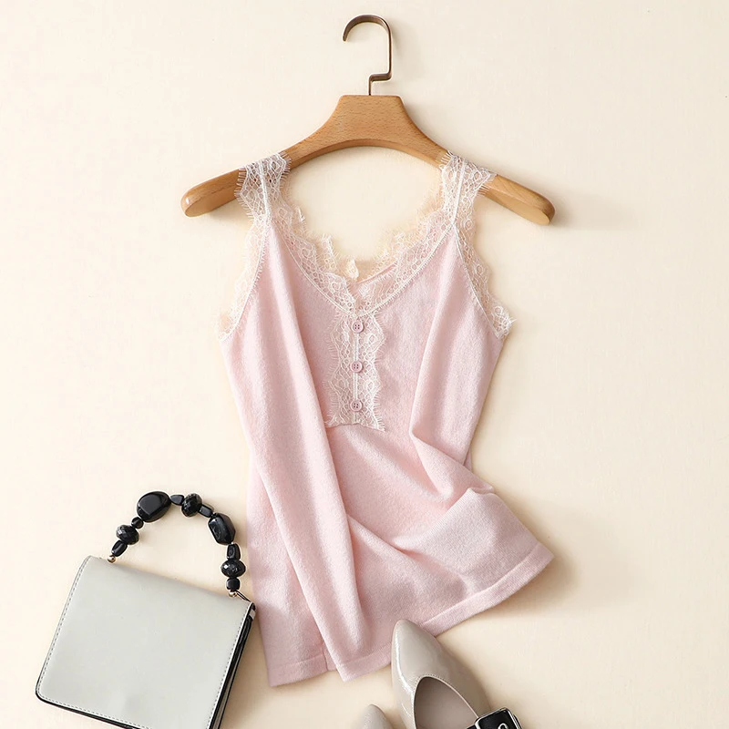 Женский кашемировый топ на бретелях со шнуровкой весна-лето 2019 | Женская одежда