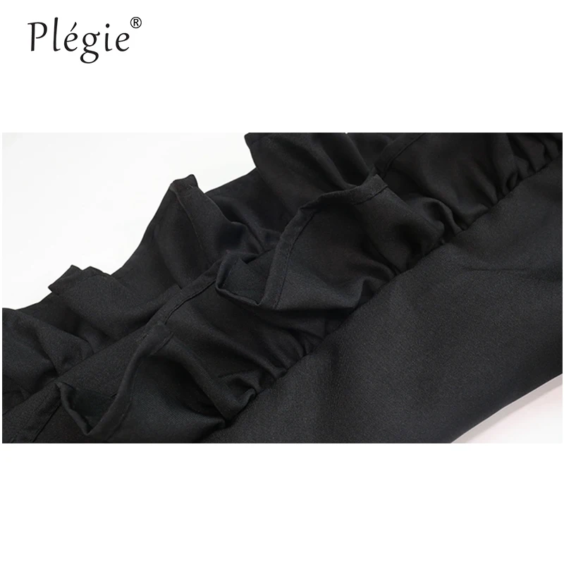 Plegie рюшами молния рукавом Блузка Для женщин Мода Дизайн универсальные Blusas Mujer De Moda Для женщин s Топы и блузки