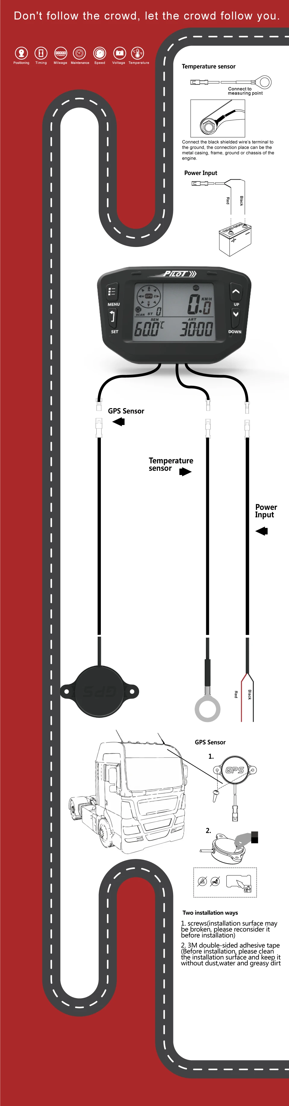 Runleader gps многофункциональный цифровой перезаряжаемый счетчик часов для газонокосилки генератор Dirtbike внешняя конструкция для монтажа на Мотоцикл морской