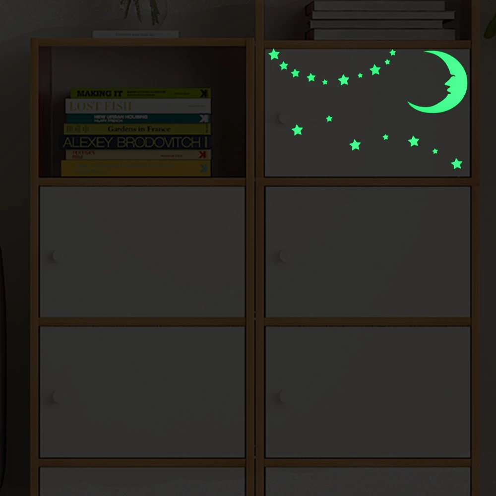 Мультфильм луна звезды светящийся Переключатель Наклейка для дома Декор