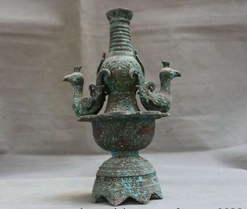 11 &quotстаринная китайская бронза посуда династия феникс птица зверь чашка бутылка