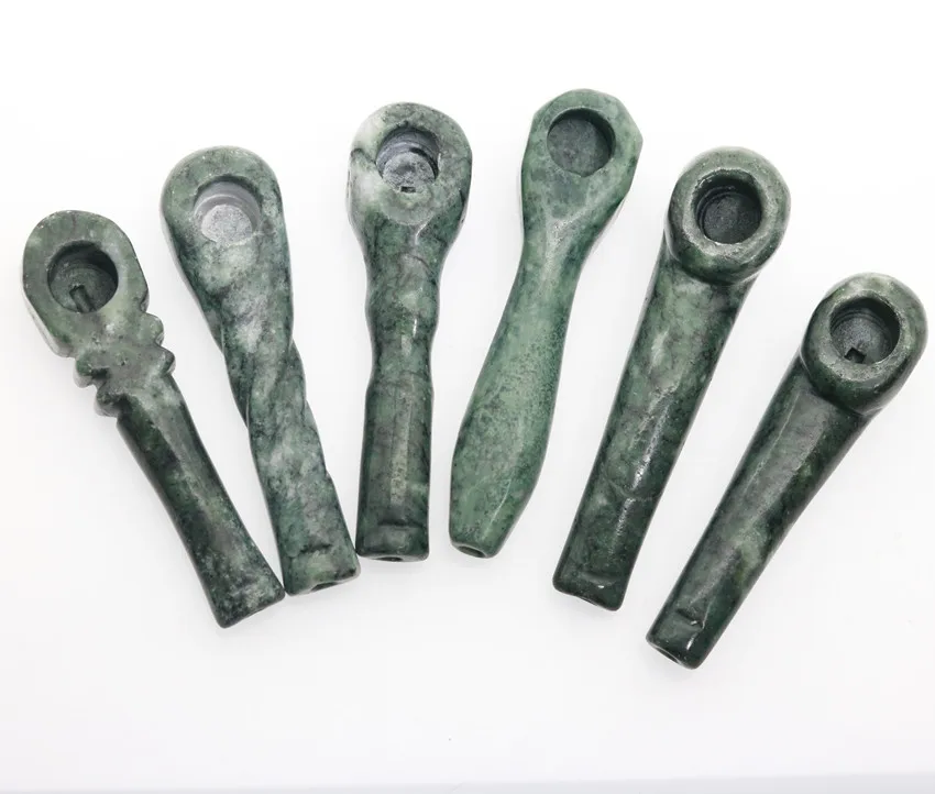 Зеленый белый камень нефрит ручной резной прямой табак труба чаша фильтр 6 шт K497 |