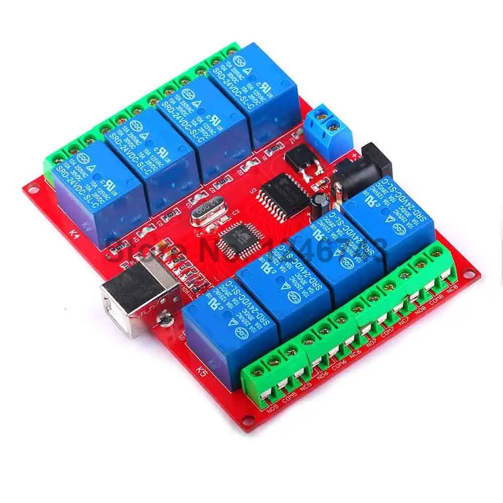 8 каналов DC 24V релейный модуль компьютер USB переключатель управления драйвер ПК